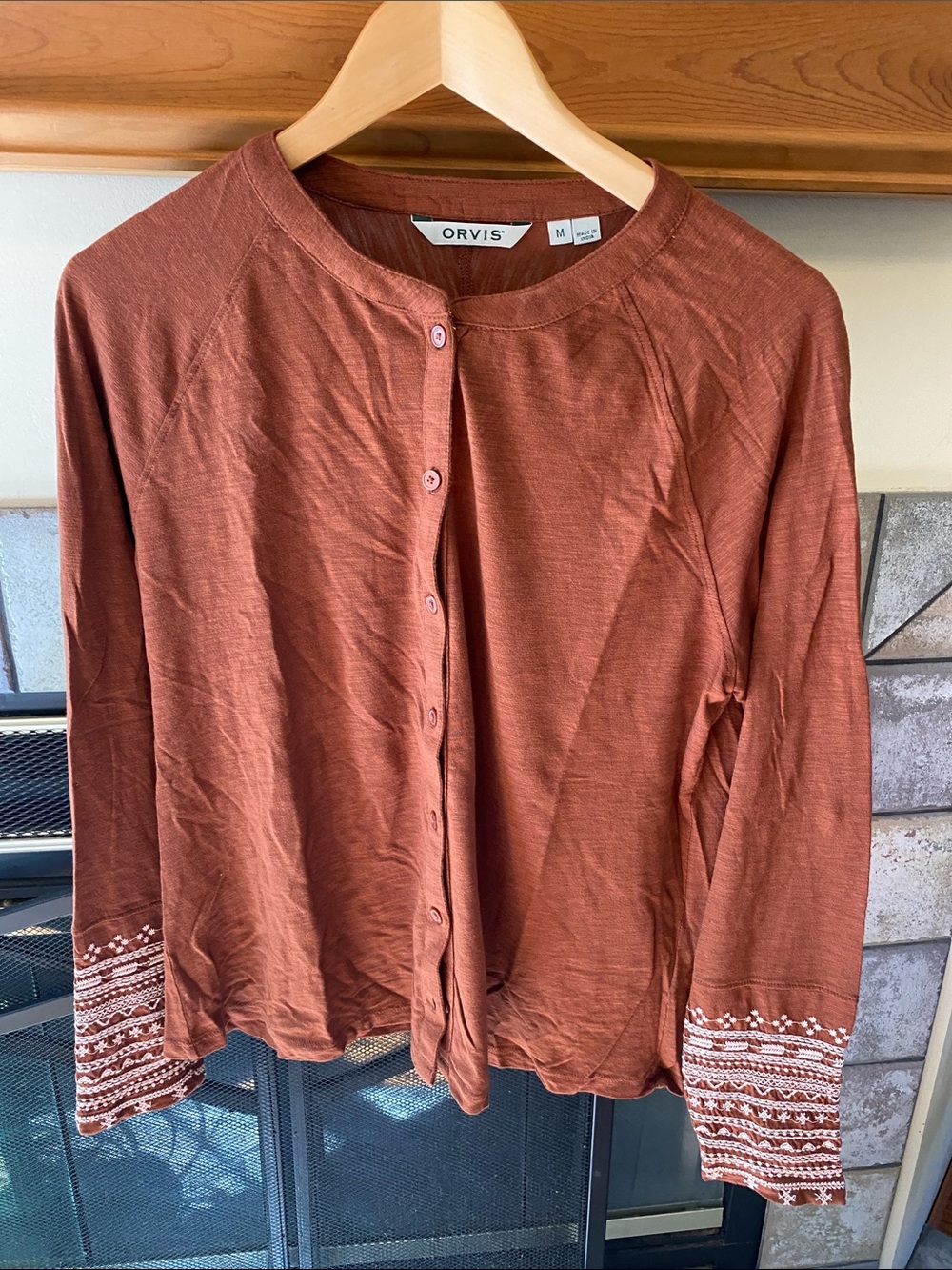 Orvis Women's Burnt Orange Button-Front Long Sleeve Shirt